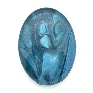 Oval Brooch pin hand painted glass dome handcrafted